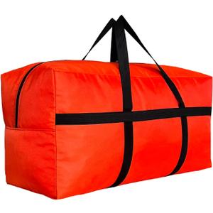 Extra Large Storage Duffle Bag with Zippers and Handles, Big Foldable Duffle Bag for Travel (Orange)