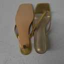 Uacllcau Kitten Heels Sandals for Women Square Open Toe Flip Flops Strappy Heels for Women Sandals Slides (9.5, Gold)