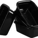 4-Pack Rectangle Wash Basins, 12 Quart Plastic Dish Pans, Black