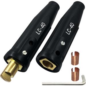 LC-40 Welding Cable Quick Connector Set, Black Male and Female Connectors for Welding Machine Leads, 1/0 and 2/0 Cable Size Capacity, 350 Amp Max Rating