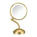 Conair Lighted Makeup Mirror, LED Vanity Mirror, 1X/5X Magnifying Mirror, Battery Operated in Brushed Brass