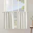 Ivory Small Tier Curtains 36 Inch Length for Nursery RV Half Door Windows Set 2 Panels Blackout Thermal Insulated Rod Pocket Off White Cream Short Cafe Curtain 36 Inches Long for Kitchen Bathroom