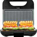 Kalorik 4-In-One Sandwich Grill and Waffle Maker with Interchageable Nonstick Plates and Cool-Touch Handle Perfect for Waffles Grilled Cheese Fried Eggs and More, 800-Watts, Stainless Steel