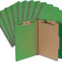Blue Summit Supplies Classification Folders, 1-Divider, Letter Size, Green, with 2 Inch Tyvek Expansions, Durable 2 Prong Design for Organizing Standard Medical Files & Office Reports, Pack of 10