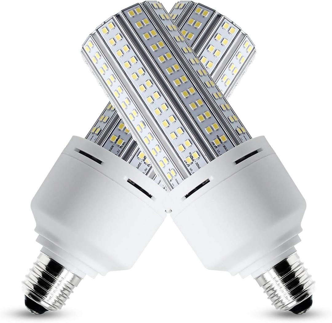 2 Pack LED Corn Light 600W Equivalent LED Corn Bulb 7500 Lumen 60W Large Area Cool Daylight White E26/E27 Medium Base for Garage Backyard Bedroom Warehouse Factory Workshop Street
