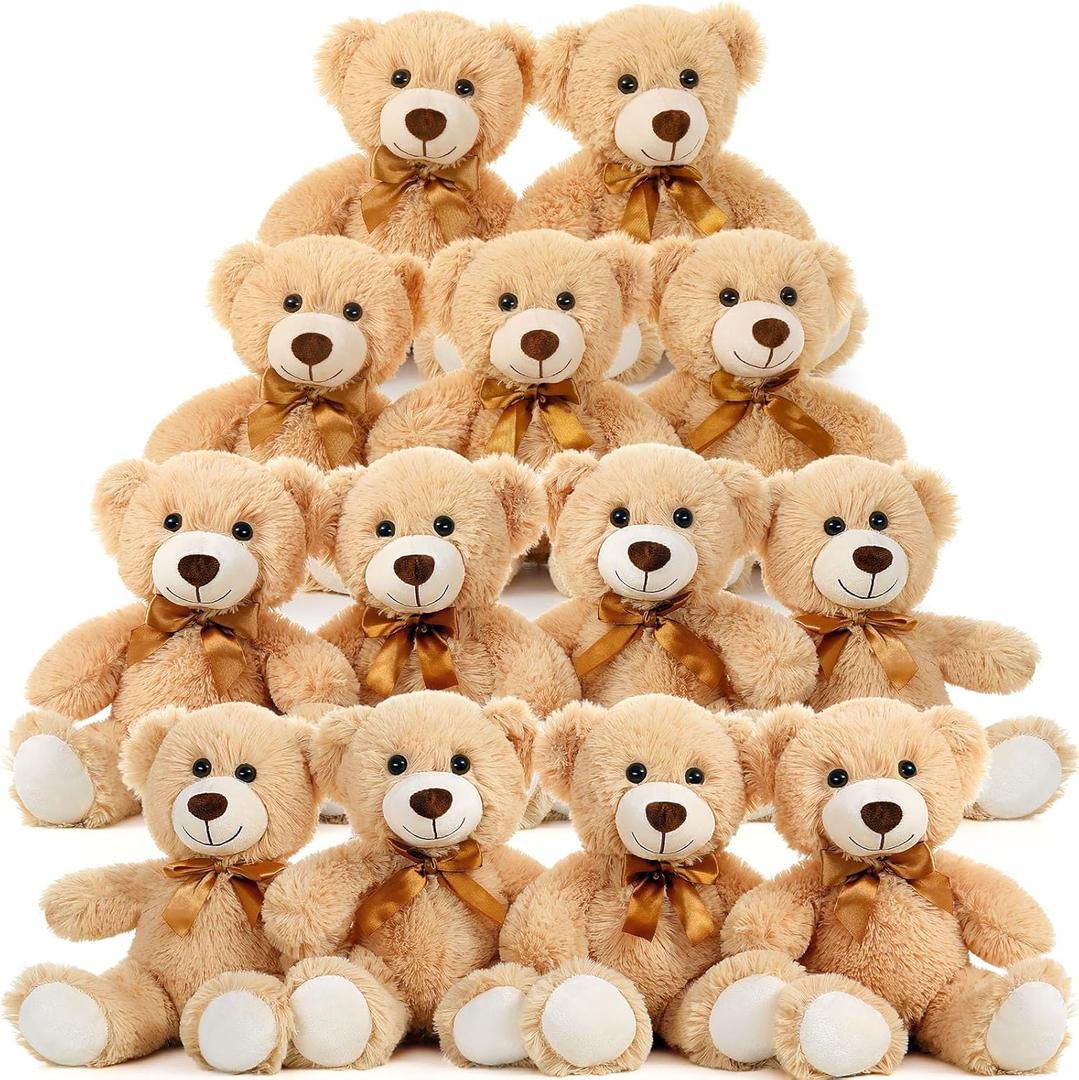 MaoGoLan 13Pcs Bulk Teddy Bears Stuffed Animals Baby Shower, Soft Small Stuffed Teddy Bears in Bulk, 13.5" Cuddly Mini Bears Centerpiece Baby Shower,Wedding,Party,Engagement
