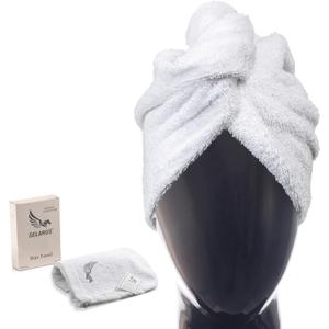 100% Turkish Cotton Hair Towel Wrap for Women, Non Microfiber,400-GSM(Grams per Square Metre), Anti Frizz, Hair Plop Waffle Towels for Curly, Long& Thick Hairs, Turban Head Wrap, 1Pack10x26inc(White)