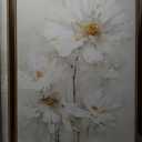 3 Pack Modern Framed White Daisy Floral Wall Art – Natural Beige Watercolor Wildflower Canvas Paintings – Elegant and Soft Floral Botanical Wall Decor for the Living Room