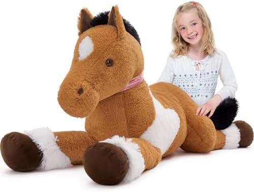 MaoGoLan Large Horse Stuffed Animal for Boy, Big Horse Plush Toy for Girl, Ridable Stuffy Pony for Kid, Stuffed Pony Plush Pillow for Baby Shower, Birthday Gifts or Party Favor, 47 inches
