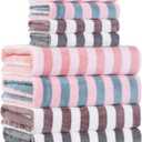 Microfiber Bath Towel Set 4 Bath Towels 4 Hand Towels 4 Colors for Shower Pool Beach Bathroom Super Absorbent Soft Quick Dry Lightweight