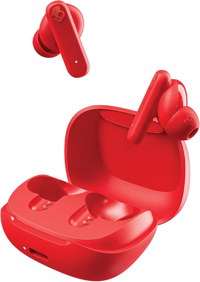 Skullcandy Smokin Buds Wireless Earbuds, Bluetooth Headphones, Noise Isolating Fit, Up to 20 Hours Battery, IPX4 Sweat and Water Resistant, Microphone for iPhone Android - Flame