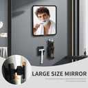 Fog Free Shower Mirror 87 Inches, Rotatable Bathroom Anti-Fog Mirror with Adjustable Shaver Hook, Shaver Holder & Makeup Mirror for Men Women, Black Shower Accessories
