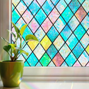 Linarun Stained Glass Window Film Rainbow Window Privacy Film 3D Decorative Static Cling Door Glass Decals Non Adhesive Removable for Home Office 90x200cm