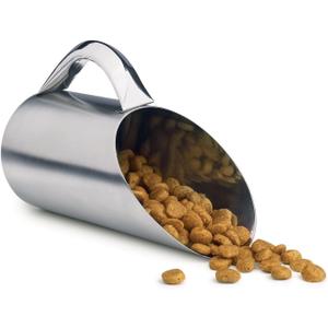 Stainless Steel Pet Food Scoop  12 oz / 1.5 Cup  Durable Metal Dog & Cat Food Scoop for Kibble or Seed  Easy-Clean Matte Finish, Rust-Resistant Pet Feeding Accessory