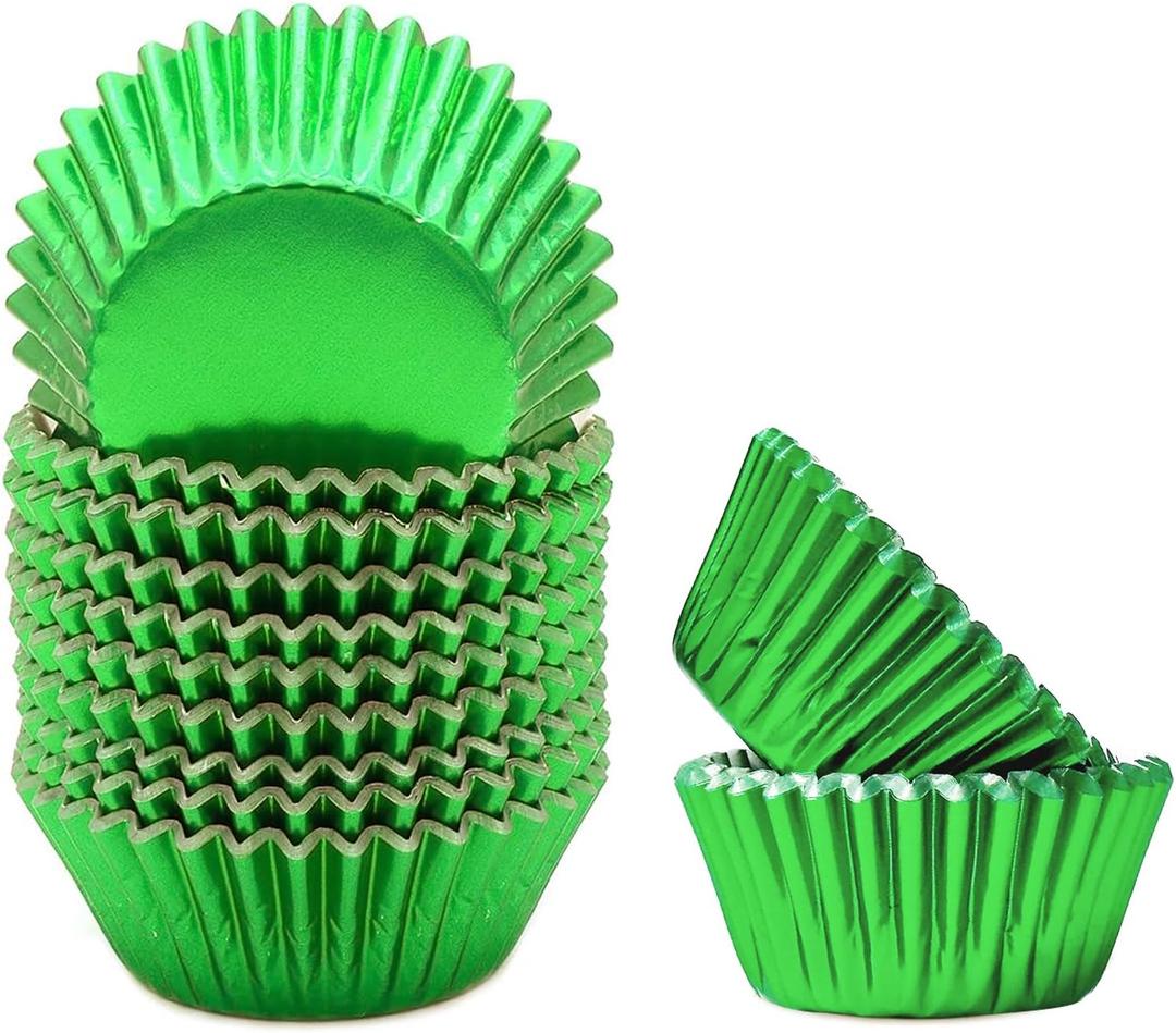 qiqee Green Foil Cupcake Liners For Baking 300pcs Baking Cups Thick  Sturdy, Oil Resistance,Muffin Liners Paper(Standard Size)