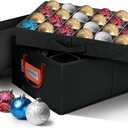 HOLDN STORAGE Christmas Ornament Storage Container Box with Dividers  Convenient Durable 2 Individual Removable Trays Fits Up to 48-3 Ornaments - Black