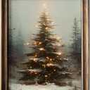 HubbgDesign Vintage Christmas Tree Wall Decor, Christmas Decoration, Forest Wall Art Decor, Rustic Winter Holidays Wall Art, Print Unframed (11x14in, Christmas Tree with Lights)