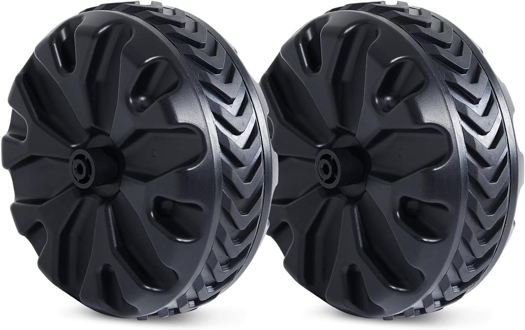 TIMBER RIDGE Replacement Wheel, Plastic Wheels with TPR Tread for Utility Wagon Cart, 7.5" Diameter X 3.4" Wide(2PCS) (Rubber Tread Wheels)