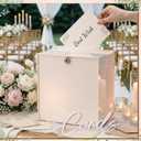 BreezeHug Light Beige Acrylic Wedding Card Box with Slot and Lock, Money Gift Box with DIY Letters cards Gifts/Thank You Letters, Bridal Baby Shower Birthday Party (10 * 10 * 6inch)