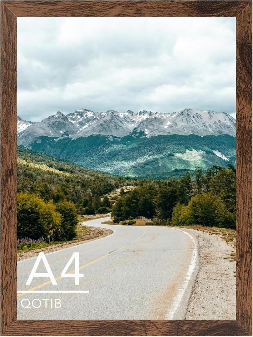 5 x A4 Picture Frame 8.3x11.7 inch for Wall Hanging or Tabletop, Wood 8.3 x 11.7 Frame Photo Frame for Wall Horizontally or Vertically, Deep Brown, 1 Pack