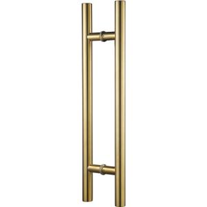 TOGU TG-6012 18 inches Solid Standoffs Heavy-Duty Commercial Grade-304 Stainless Steel Push Pull Door Handle/Barn Door Pull Handle/Glass Pulls, Satin Gold Finish (18-IN Length/1.26-IN Cross Section Diameter)