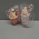 2 Pack Christmas Tiered Tray Decor with Faux Whipped Cream Cups Santa Claus Mug Hot Cocoa Decor Christmas Table Centerpiece for Xmas Shelf(Santa Claus,Red and White)