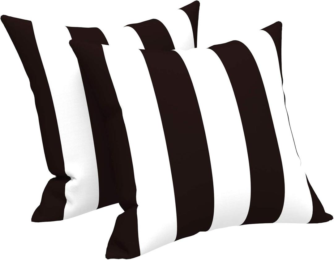 LVTXIII Outdoor/Indoor Throw Pillows, Decorative Throw Pillows with Inserts, 18x18 Square Pillows for Bed, Couch, Sofa and Patio Furniture (Set of 2, Cabana Black)