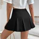 WDIRARA Women's High Waisted Pleated Skirt Skater A Line Mini Uniform Skirt, L