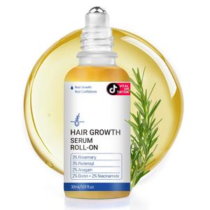 Hair Growth Roll-On Serum - 3% Rosemary, 3% Redensyl, 2% AnaGain + Biotin & Niacinamide, Portable Roller for Targeted Scalp Nourishment, No-Rinse Formula & Fast Absorbing, Easy to Apply Anywhere