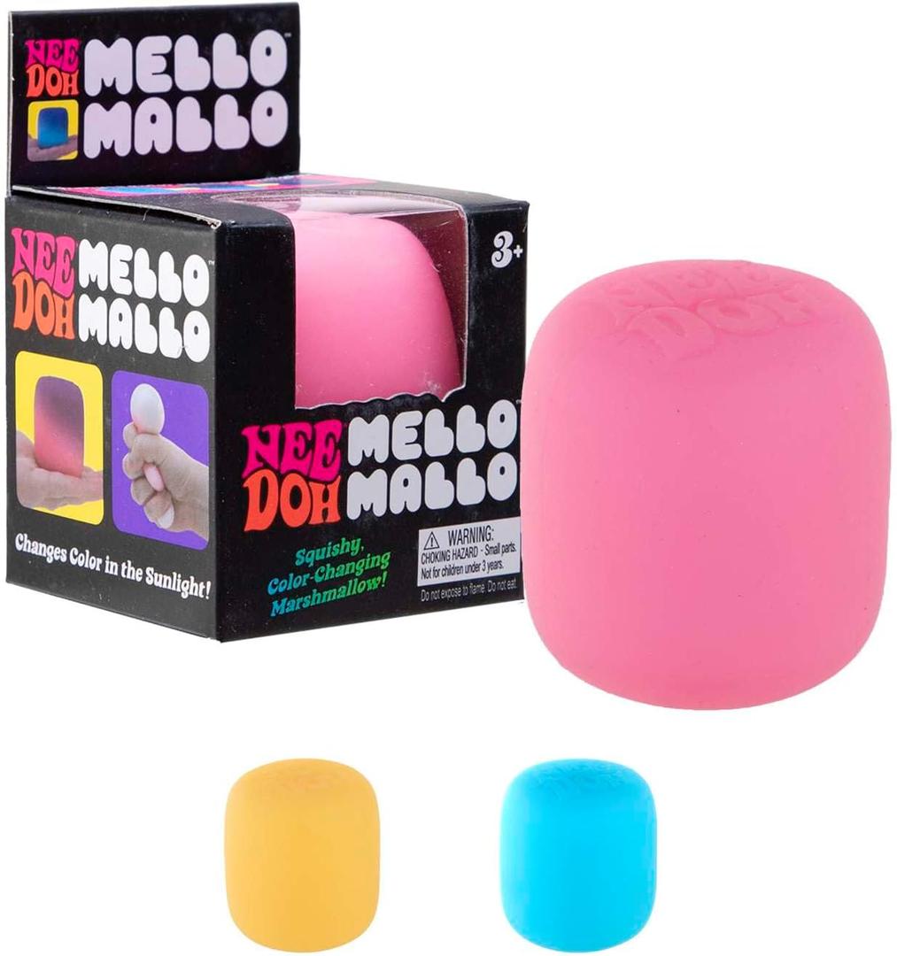 Schylling NeeDoh Mello Mallo - Sensory Toy with a Satisfying Dough Filling - Changes Color in The Sun - Ages 3 and Up - Color May Vary; One Per Pack