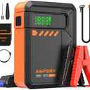 Portable Jump Starter with Air Compressor, 3000A Car Jumper, 150PSI Cordless Tire Inflator, 12V Jump Box for 9.0 Gas/7L Diesel Engine, Car Battery Booster with Storage Bag, Orange