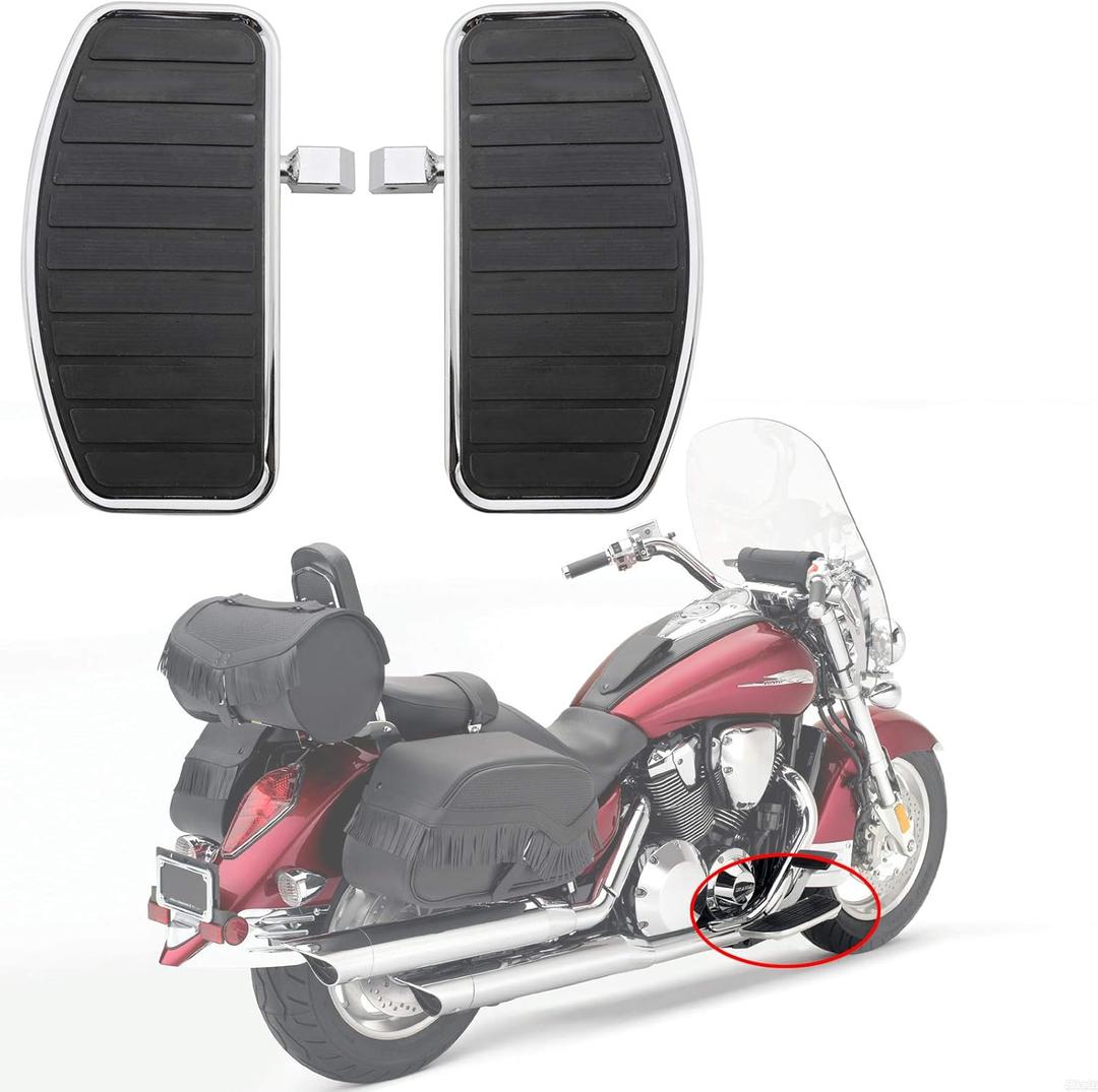 Areyourshop Motorcycle Front/Rear Footboards Floorboard for HONDA Shadow 750 2015, SHADOW VT400 1997-2003, STEED VLX400 VT600 1992-2007 (Only for Models with 6mm Size Pin Hole) (Stripe Pad)