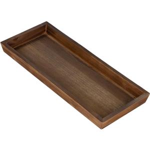 MAONAME Bathroom Vanity Tray, Rustic Long Narrow Tray, Rectangle Farmhouse Wood Trays, Countertop Organizer Trays for Candle, Perfume, 12.2" x 5" (Brown)