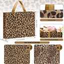PerKoop 4 Pcs Extra Large Leopard Gift Bags 20 x 16 Inch Jumbo Bag Reusable Non Woven Gift Bags for Jungle Party Favor