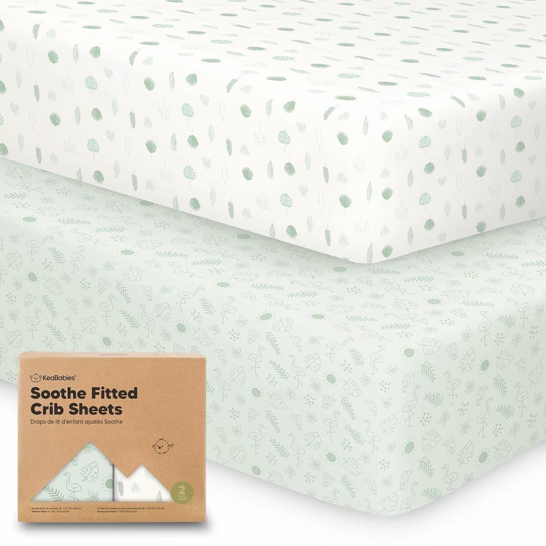 KeaBabies 2-Pack Organic Crib Sheets for Boys, Girls - 52x28 Fitted Crib Mattress Sheet Neutral, Breathable Jersey Cotton Cover for Baby Bed, Toddler Mattress, Soft & Cute Prints (Tropic Oasis) KeaBabies 2-Pack Organic Crib Sheets for Boys, Girls - 52x28 Fitted Crib Mattress Sheet Neutral, Breathable Jersey Cotton Cover for Baby Bed, Toddler Mattress, Soft & Cute Prints (Tropic Oasis)