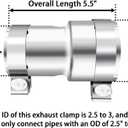 Stainless Steel 2.5 to 3 Inch Exhaust Adapter, 2.5" ID to 3" ID Exhaust Reducer Connector Pipe with Clamp