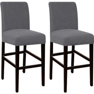 Flamingo P Stool Pub Counter Chair Seat Covers Stretch Bar Cover for Dining Room Non Slip Jacquard Fabric with Elastic Bottom Set of 2, Gray (Grey)