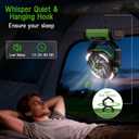 Camping Fan Rechargeable, 270Rotation Battery Powered Fans, Rechargeable Fan Portable with LED Light, 4-Speed Cordless Battery Operated Fans with Hanging Hook for Camping Tent Beach Outdoor - Green