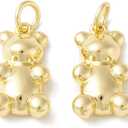 KitBeads 10pcs 18K Real Gold Plated Gummy Bear Charms Brass Kawaii Animal Charm for Jewelry Making Bracelets Necklace Bulk