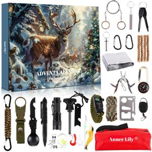 Survival Kit Advent Calendar for Men - Survival Tools Advent Calendar for Adult Teen 24 Days Christmas Countdown - 2025 Xmas Holiday Surprise Gifts for Outdoor Enthusiasts