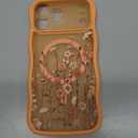 GVIEWIN for iPhone 17 Pro Case Compatible with MagSafe [Curly Wave Edge][Full Camera Protection] Floral Translucent Shockproof Magnetic Women Phone Case for iPhone 17 Pro 6.3'', Campanula/Orange