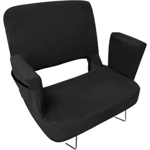 TOPSKY Stadium Seat with Back Support, Extra Wide 21.2Width (Seat 19.5), 3 Reclining Positions, Wide Bleacher Seats with 2 Hook, Picnic Seat (Black)