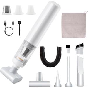 ULTREMA Car Vacuum Portable Cordless, 20000Pa Mini Vacuum Cleaner, 4-in-1 Compact Auto Duster & Air Pump, 1.05lbs Handheld Vacuum with 15 Attachments for Keyboard, Desk and Pet Hair