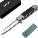 GVDV Folding Pocket Knife with G10 Handle, 7CR17 Stainless Steel EDC Knife with Safety Liner Lock, Hunting Camping Hiking Fishing Knife for Men Women, Silver