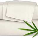 Full Sheets by Pure Bamboo, Genuine 100% Organic Viscose Derived from Bamboo Bed Sheet Set, Luxuriously Soft & Cooling, Double Stitching, Lifetime Quality Promise (Full, Ivory)