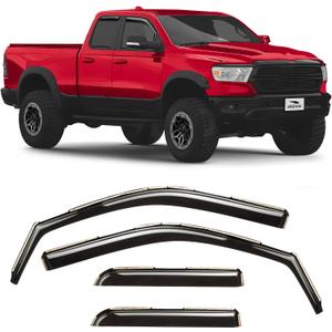 Voron Glass in-Channel Extra Durable Rain Guards for Trucks Dodge RAM 1500 2019-2025 Quad Cab, Window Deflectors, Vent Window Visors, 4 Pieces - 230088