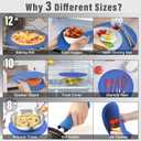 KooMall 12 10 8 Inch Multi-use Microwave Mat, Trivet, Pot Holders, Drying, Baking, Place Mat, Utensils Rest, Silicone Cover Pad for Hot Pot Pans Bowls Plates Dishes Kitchen Counter,Heat Resistant,Blue