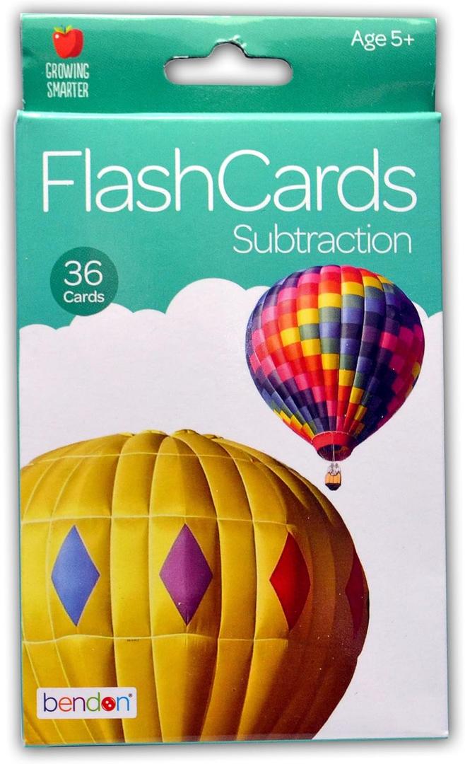 Bendon Subtraction Flash Cards Double Sided - 36 Count