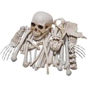 28 Pieces Life Size Skeleton Bones Halloween Decorations Outdoor Indoor, Bag of Fake Plastic Human Skull Bones for Outside Inside Halloween Party Haunted House Graveyard Decor