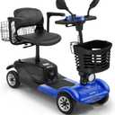 WheelWavi Powered Mobility Scooter, 4-Wheel Foldable Electric Scooter for Seniors & Adults Heavy Duty Travel Model with 330 lbs Capacity, 350W Motor, Long-Lasting Battery, Front Basket & LED-14.9MI